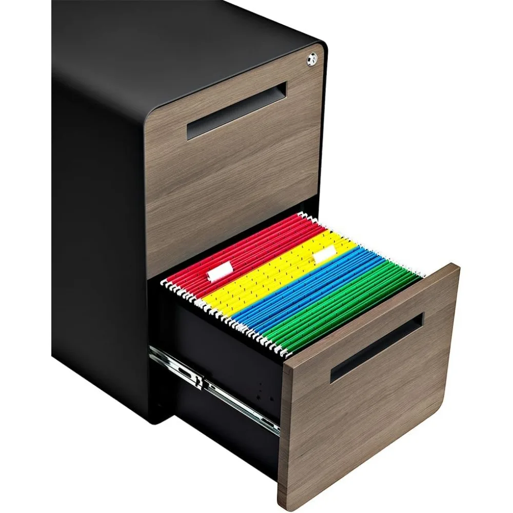 خزانة ملفات متنقلة ذات درجين من Laura Davidson Furniture Stockpile مع قفل - خزانة ملفات معدنية تحت المكتب، ملف قانوني/حرف F #4