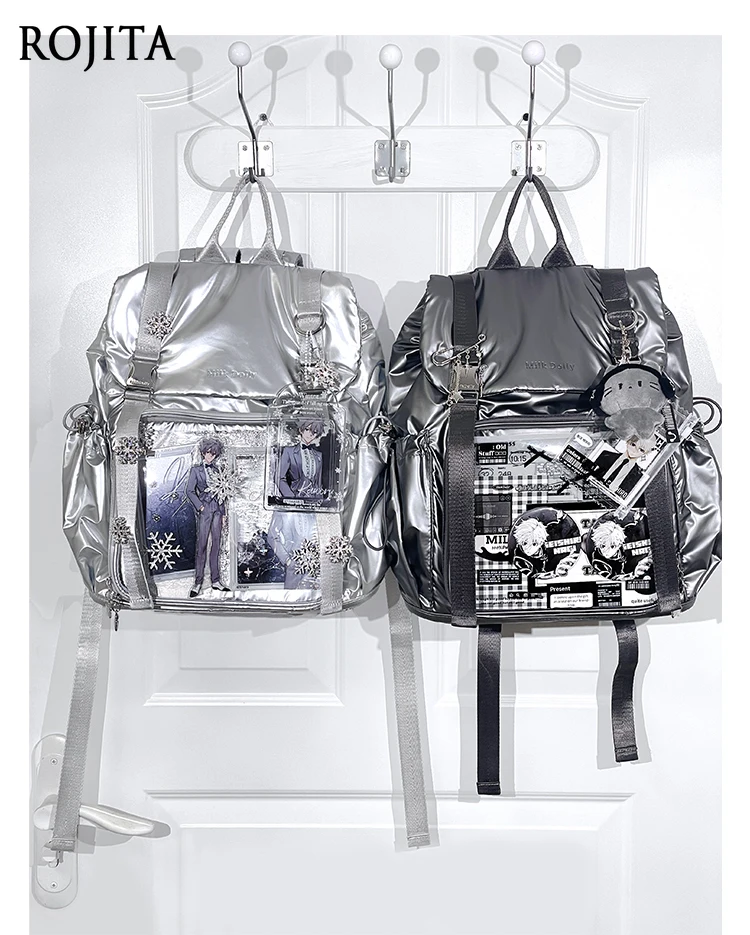 

Preppy Style Daily Versatile Backpack Japanese Itabag Large Capacity Strap Buckle Transparent Backpack Women Casual Bag