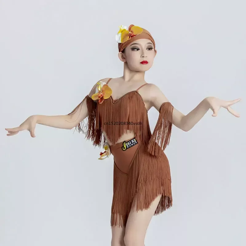 Детское платье с бахромой для латиноамериканских танцев