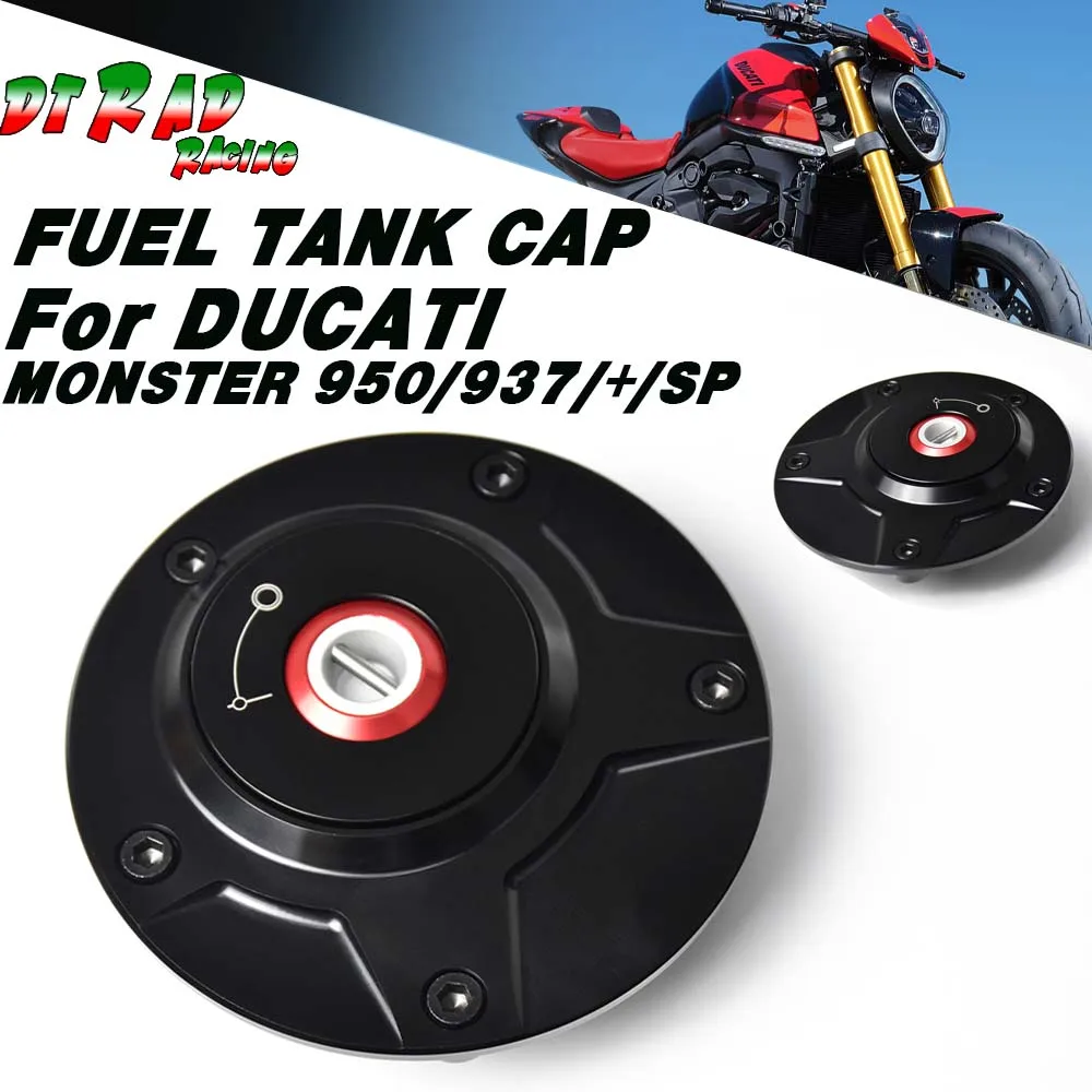 

New Racing CNC Fuel Filler Cover Motorcycle Key Gasoline Lock Plug Petrol Tank Cap For DUCATI MONSTER 950/937/SP 2021-2024