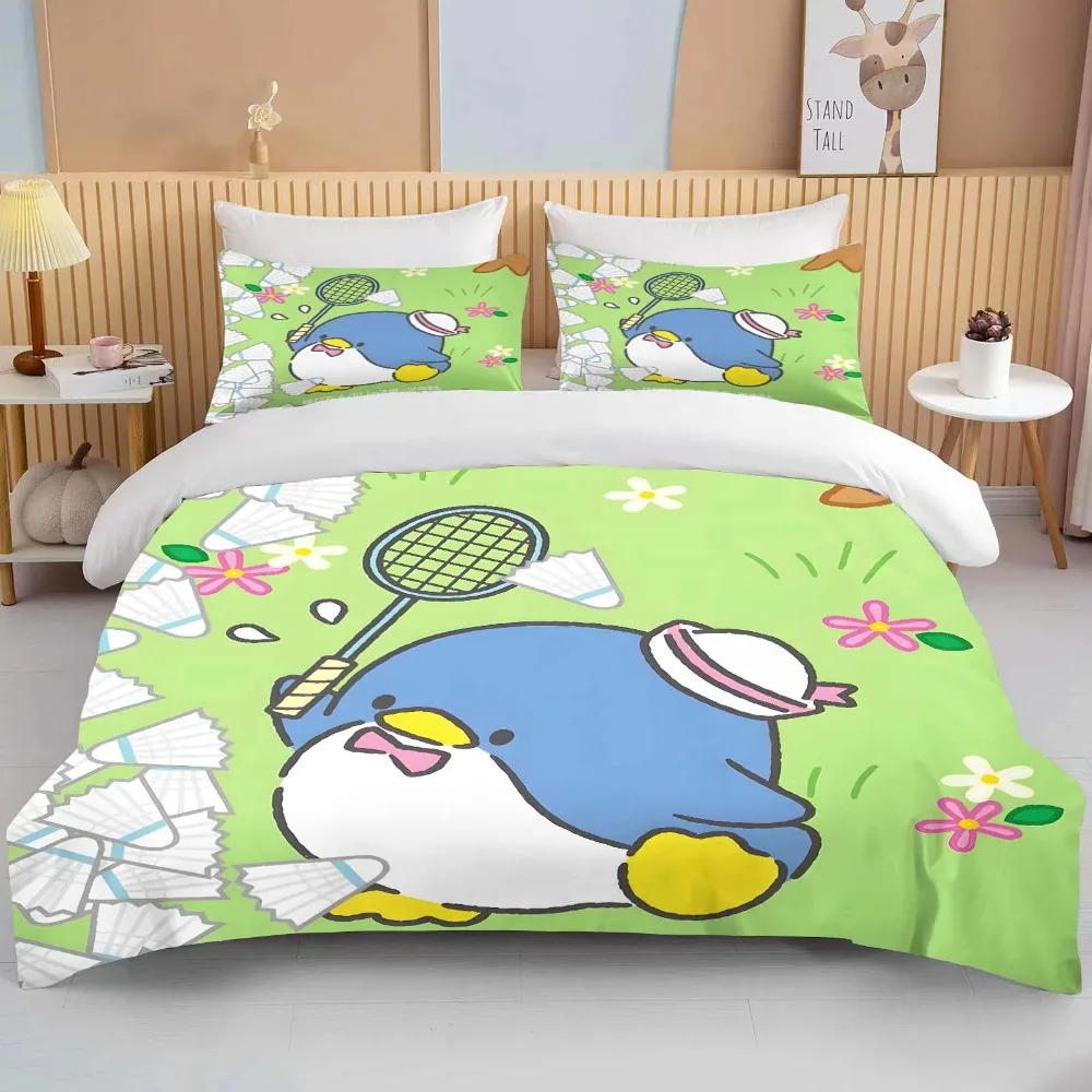 

Sanrio Tuxedo Sam Bedding Set Cartoon Penguin Baby 3 Pieces US Twin Bed Set Pillowcase Adult Bed Cover Bedroom Bed Set Duvet