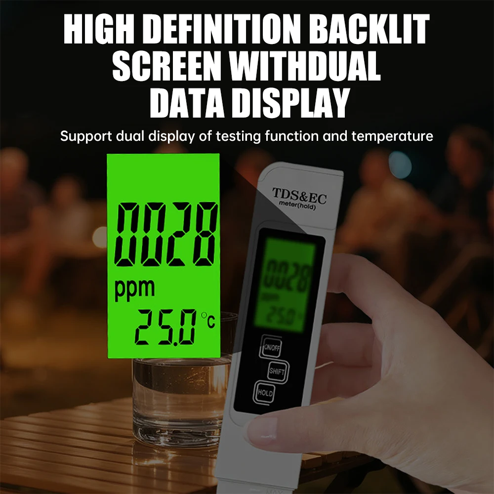 3-in-1 Water Quality Tester A9 LCD Digital Multifunction Temperature/EC/TDS Water Testing Pen Purity Filter Water Quality