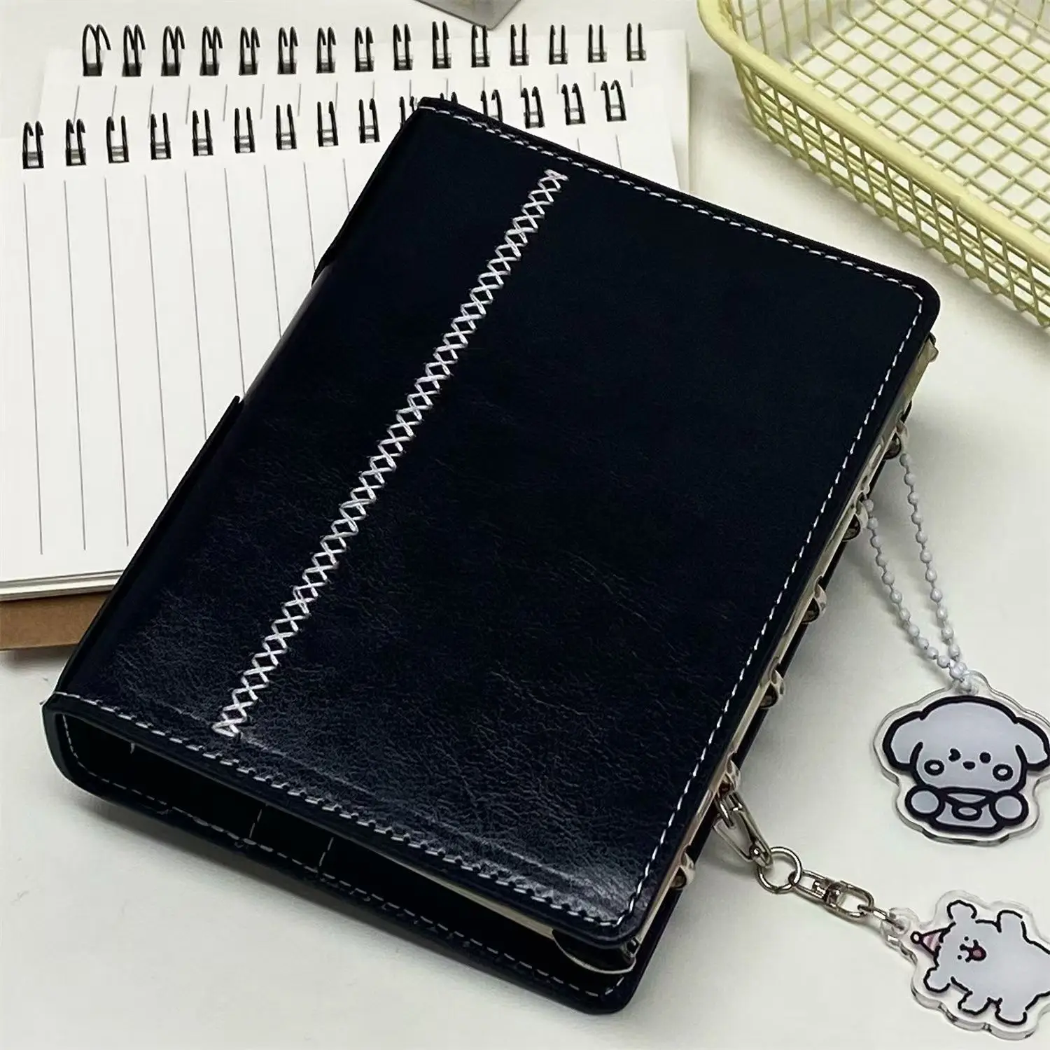 Dark Brown Leather A7 Notebook With Thickened Blank Inner Pages Black Portable Pocket Book Is Suitable For Students' Daily Use