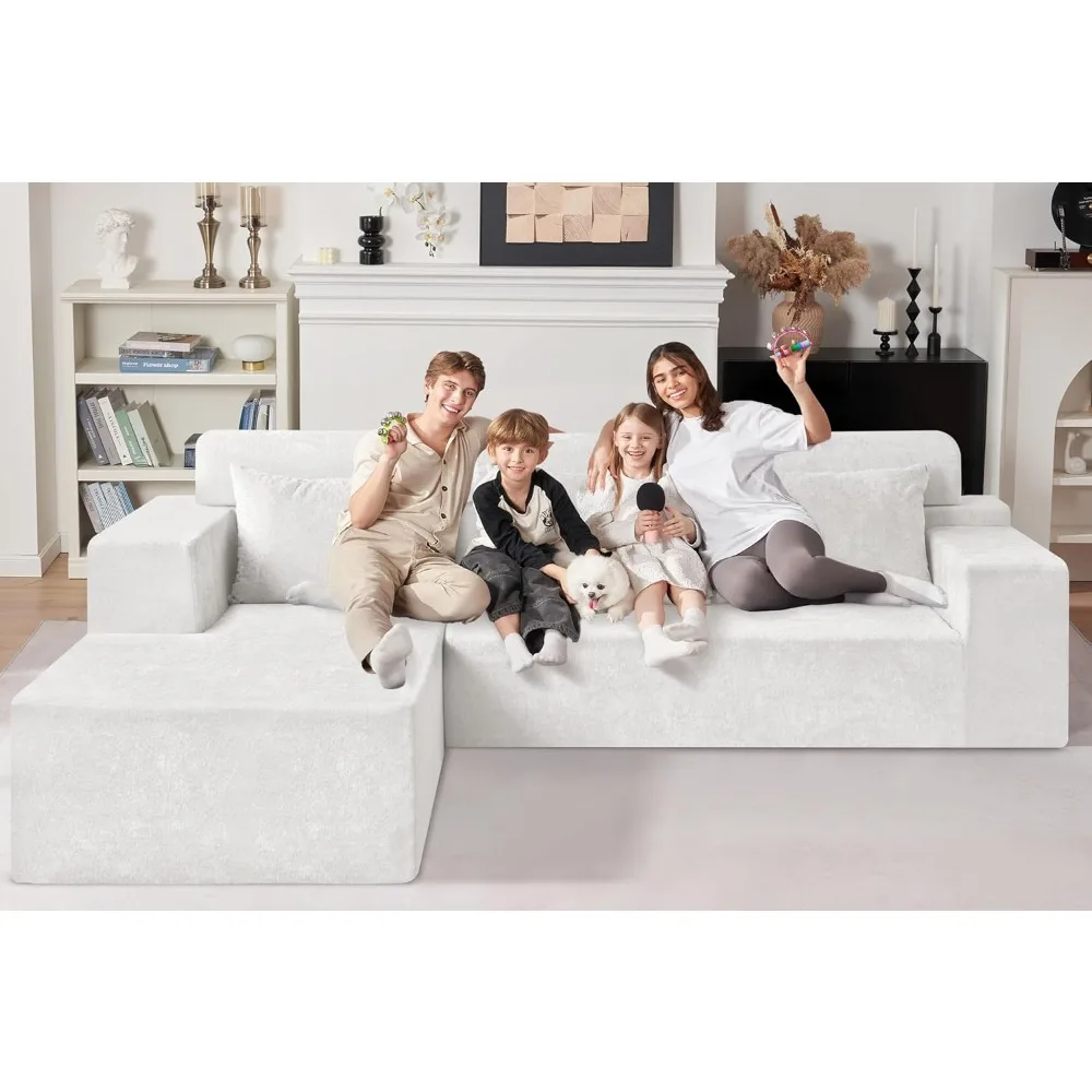L-Shaped Modular Sectional Sofa 105 - Comfortable Deep Seating for Living Room, Ready to Use, No Assembly Needed