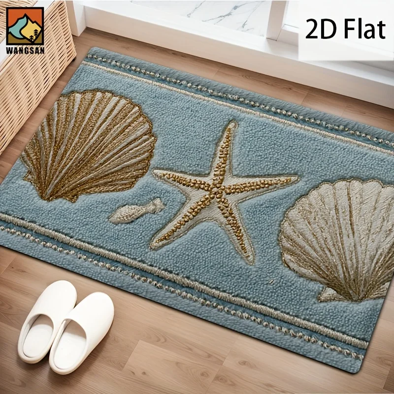 Marine Ocean Carpet Rug Home Decoration Shell Floor Mat Living Room Hallway Bedroom Blue Grey Coastal Patterns Bedroom Decor