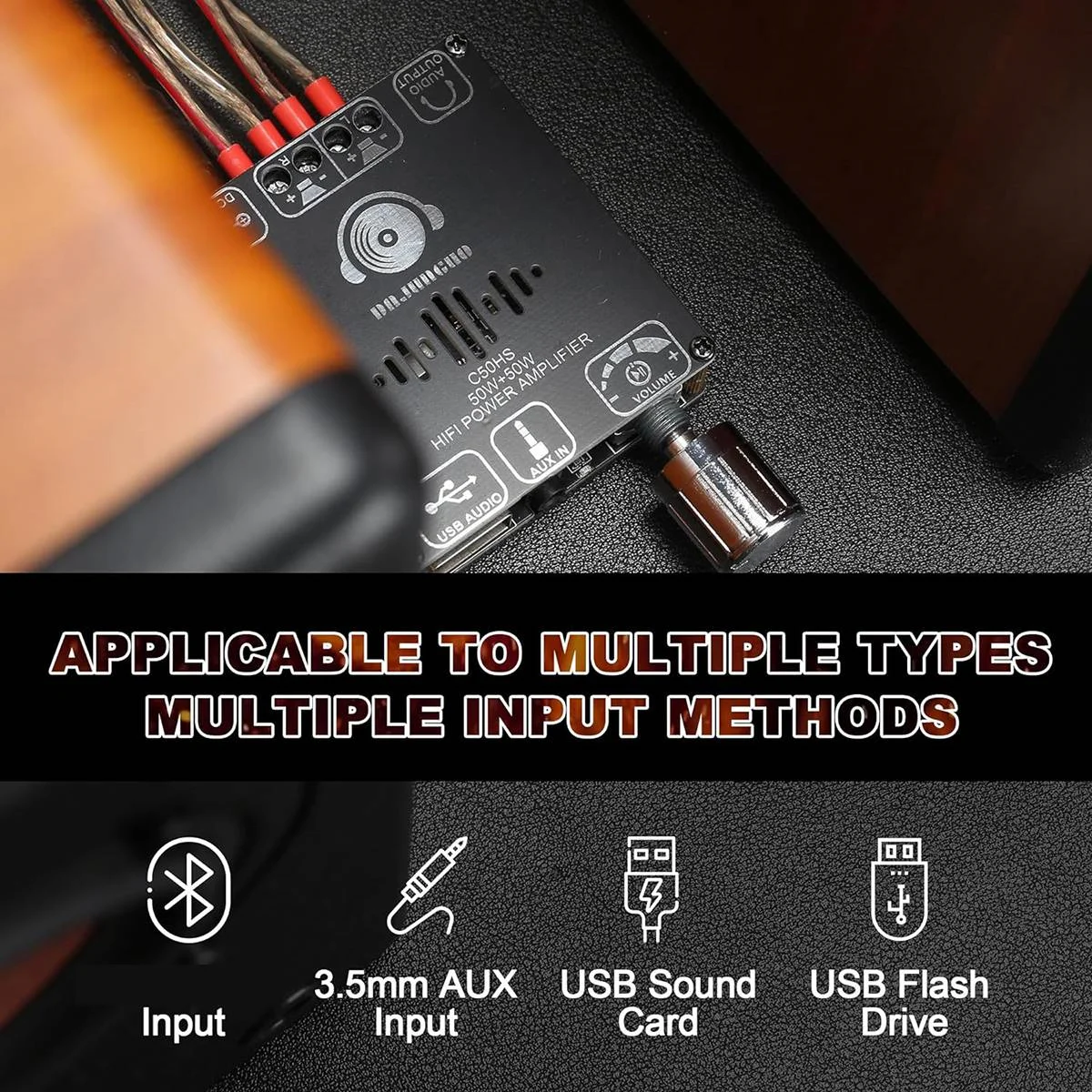 Imagem -05 - Dajunguo-módulo Amplificador de Potência de Áudio Digital Placa Bluetooth Chip Hifi 1224v 50w 50w Tpa3116d2 C50hs