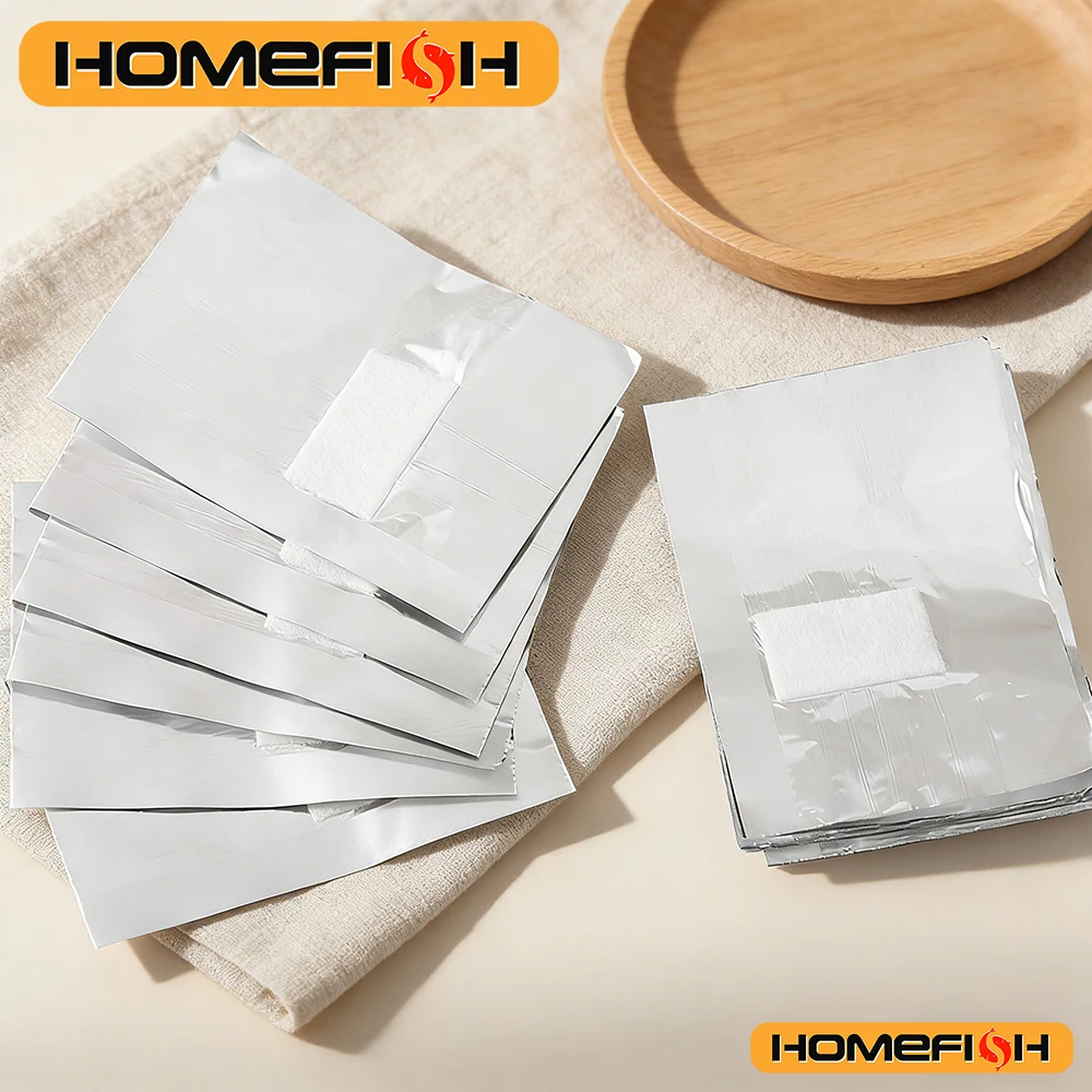 50/100 szt. Folii aluminiowych do usuwania lakieru hybrydowego, akrylowego i żelowego, profesjonalne narzędzie do czyszczenia z wacikiem, do manicure