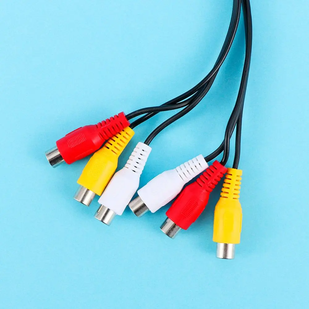 Durable Cable Connectors TV DVD Player 3 RCA Male Plug To 6 RCA Female Plug Splitter Cable Video 30cm Device AV Adapter Cable