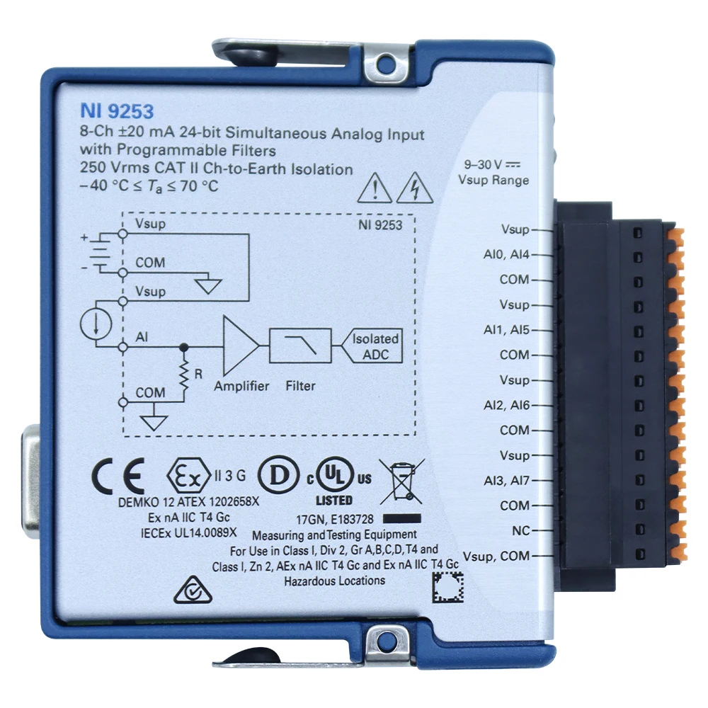 FOR NI-9253 50 kS/s/ch ±20 mA 24-Bit 8-Channel C Series Current Input Module Board for CompactDAQ CompactRIO Spring Terminal