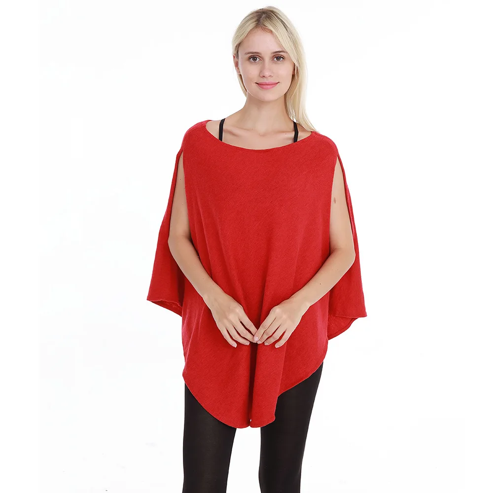 Spring Autumn New Women Top Pullover Off Shoulder Cape Versatile Knitted Shirt  Fashion Street Poncho Lady Capes  Cloaks