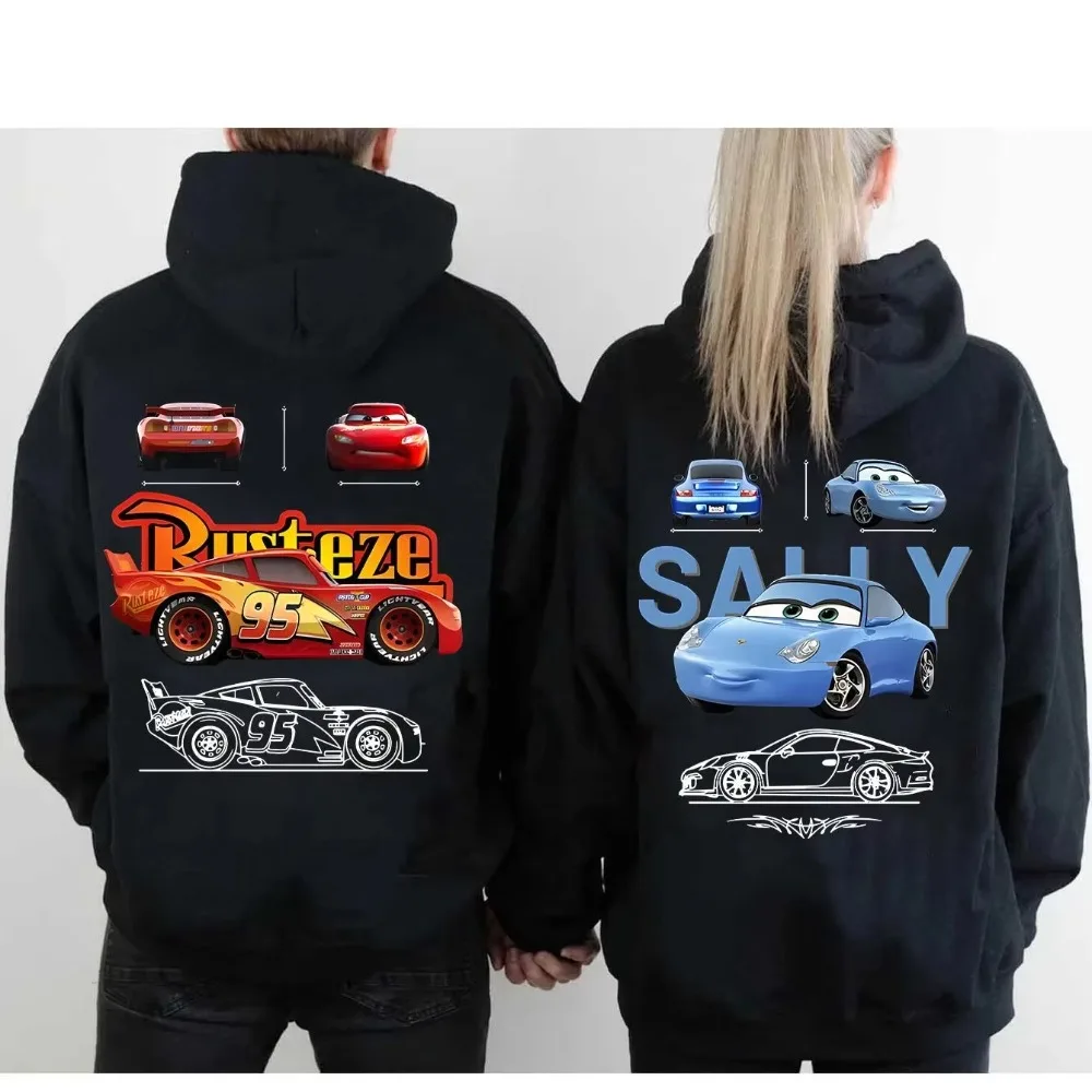 Disney relâmpago mcqueen e sally moletom com capuz gráfico aniversário e dia dos namorados casal presentes fãs produtos roupas