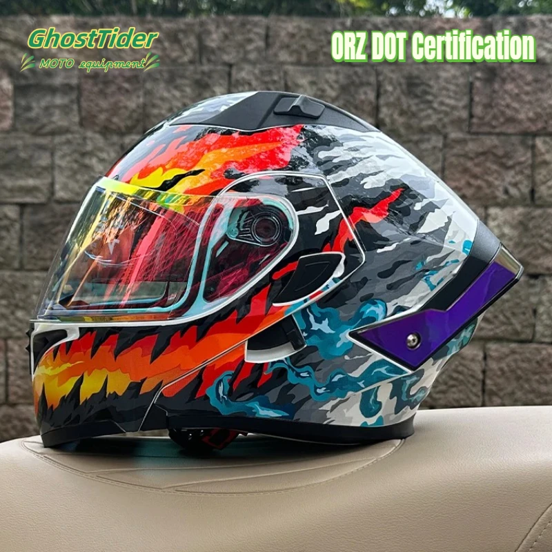 

HOT Orz Motorcycle Helmet Men and Women Lifting Helmet Double Mirror 3C Certified Motorcycle Four Season Full Helmet