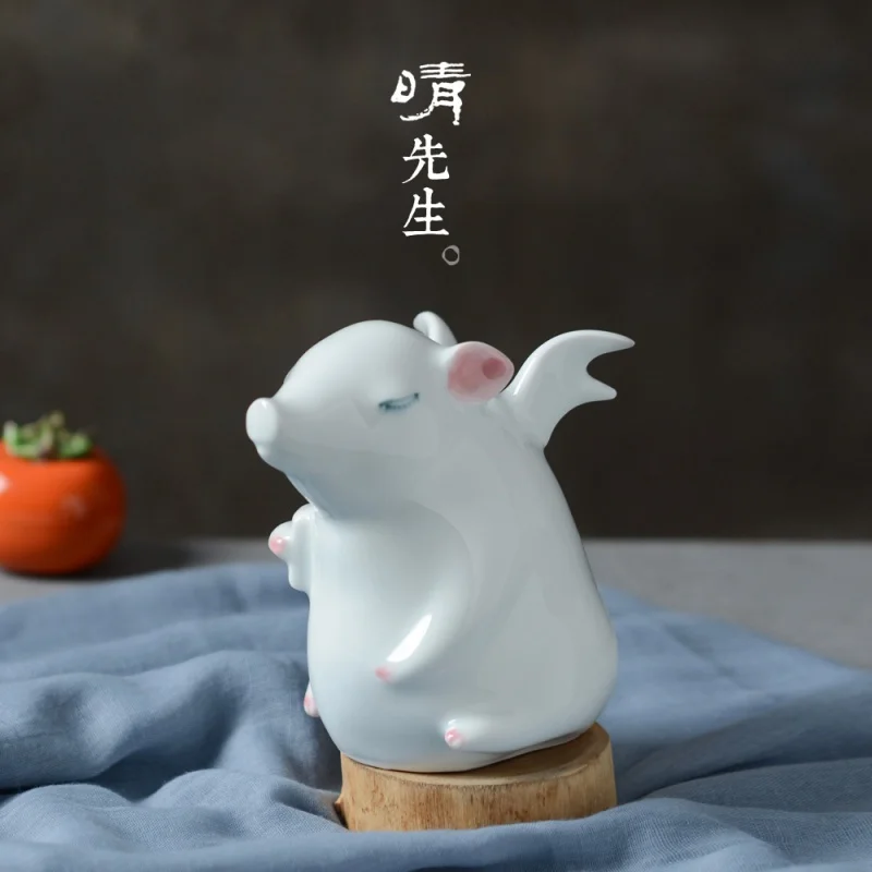 Ceramic Cute Creative Home Decoration Piggy Ornaments Cartoon TV Cabinet Wine Cabinet Decorations Year of Pig Furnish and Decora