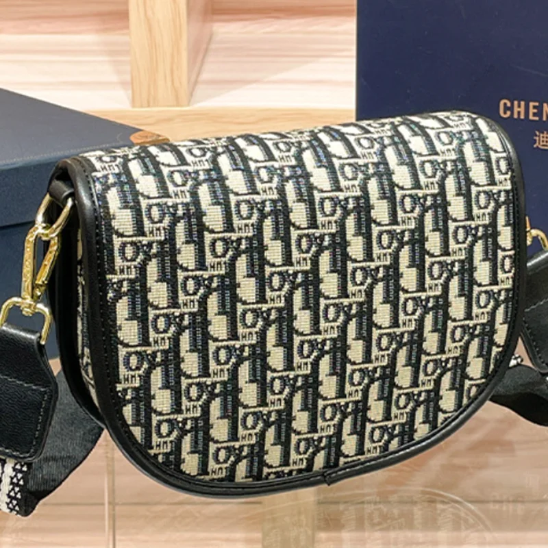 2024 New Street Trend Saddle Bag Hundred Shoulder Slanting Cross Women's Bag Flap Coin Phone Bag