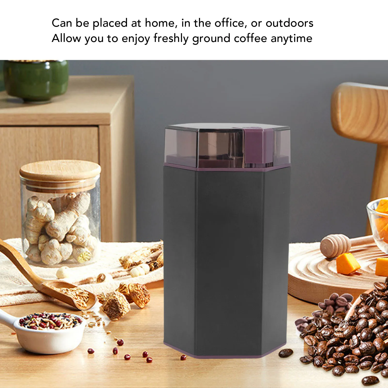 Elektrische Koffiemolen 150W 30000RPM Transparant Deksel Elektrische Koffiebonenmolen met Reinigingsborstel voor Thuis