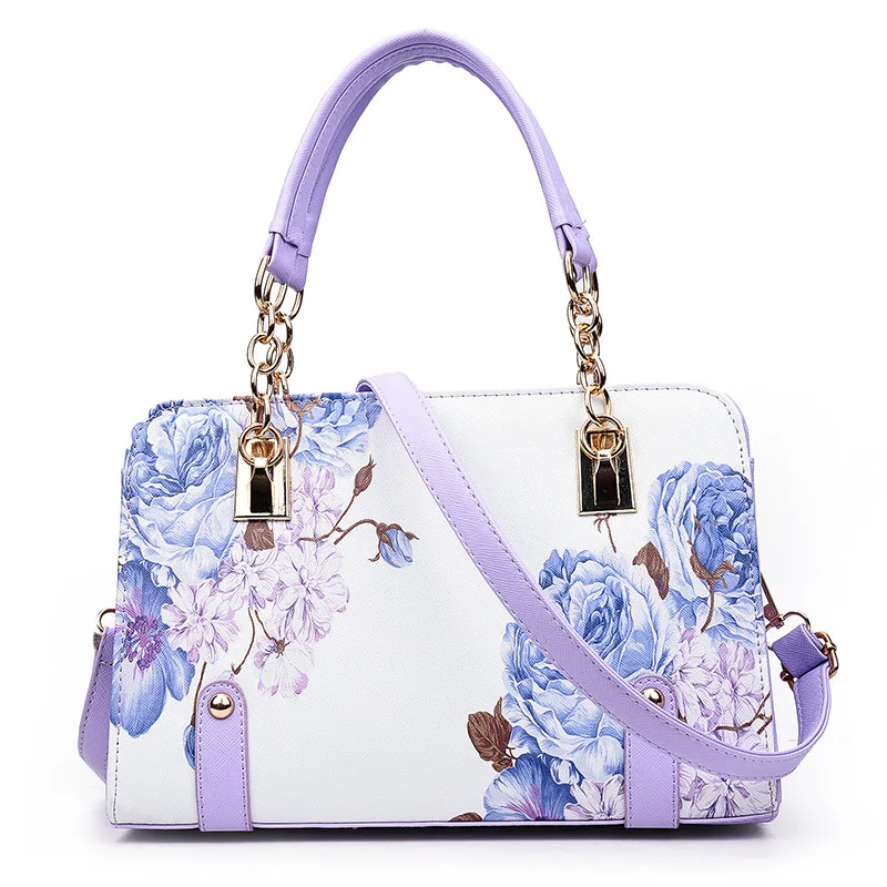 

2026 New Handbags Women Fashion Shoulder Bag Korean Flower Printing PU Leather Tote Bag Elegant Lady Messenger Bag