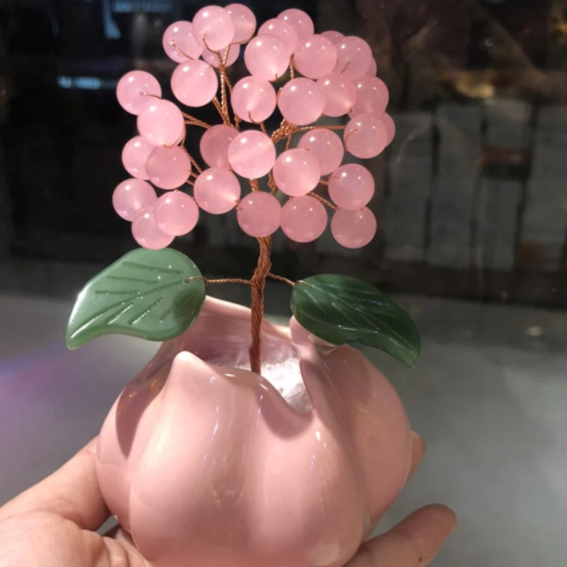 

American Natural Ornament Handmade Crystal Bonsai Office Desk Money Tree Gift For Girlfriends Friends Handmade Smooth And Round