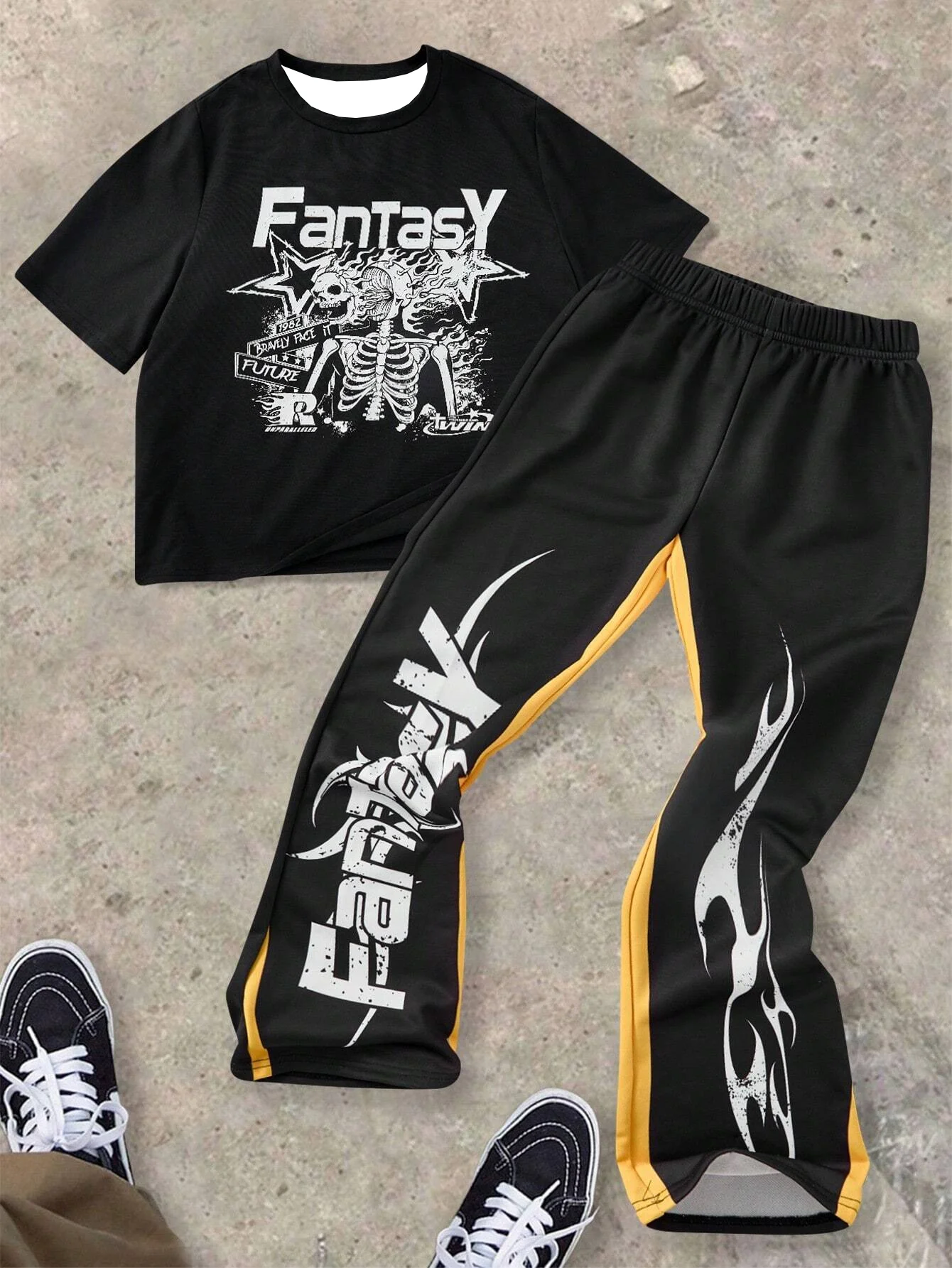 

2pcs/Set Tween Boy Street Style Casual Short Sleeve Crew Neck T-Shirt Pants Set Street Style Party Outdoor Trendy Sportswear