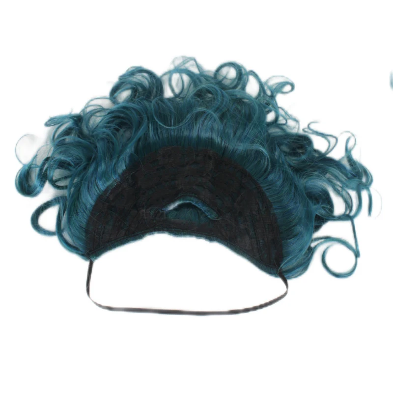 Pelucas de pelo largo y rizado con división en medio, Azul, Blanco y gris, barbudo, Cosplay, Halloween, Santa Claus, auriculares, 28520