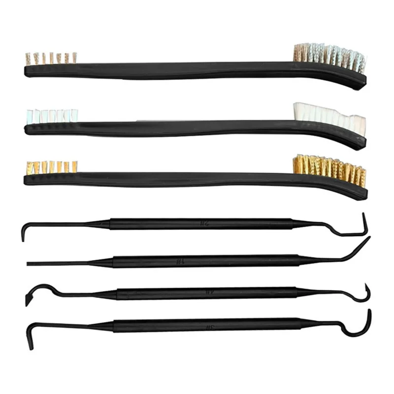 Double-end 3pcs Steel Wire Brush & 4pcs Nylon Pick Set Universal Hunting Gun Cleaning Kit Tactical Rifle Gun Cleaning Tool