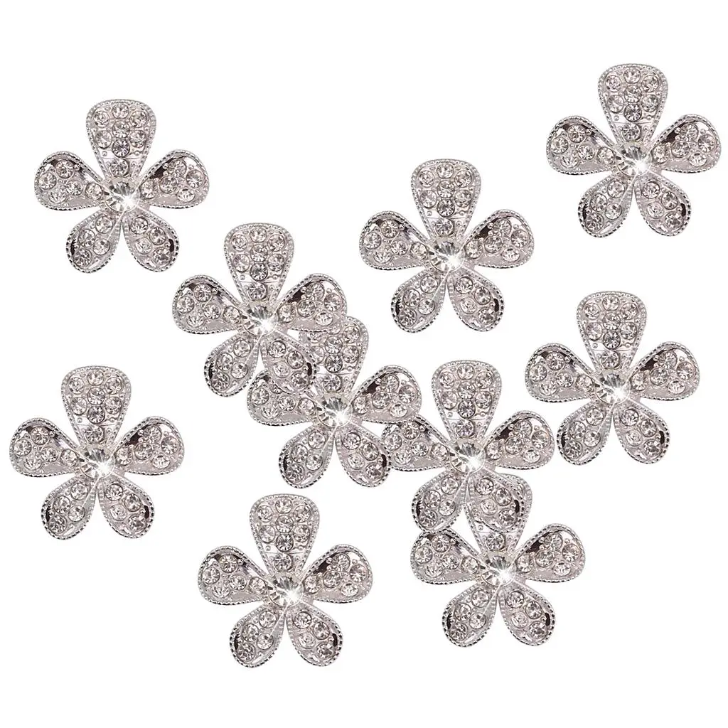 Crafts Embellishments Crystal Alloy Rhinestone Charms Flower Buttons Gift Garments Headband DIY Pack of 10PCS