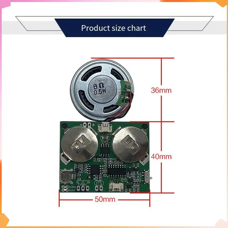 B94A 2X Beschreibbare Sound Modul Taste Control Sound Chip 8M MP3 WAV Musik Voice Player Programmierbare Bord Mit Lautsprecher