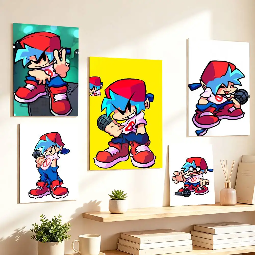 FNF BF Game F-Friday Night F-Funkin Poster HD Self Adhesive Waterproof Wall Art Ideal for Home Office Dorm Gift