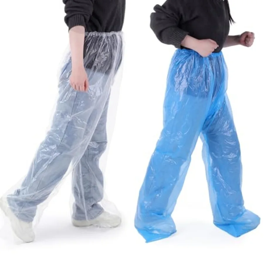 

2 Pcs Disposable Rain Pants, Unisex Adult Long Tube Rain Pant with Shoe Cover Waterproof Thickened Long Pant Boot Covers for Ou