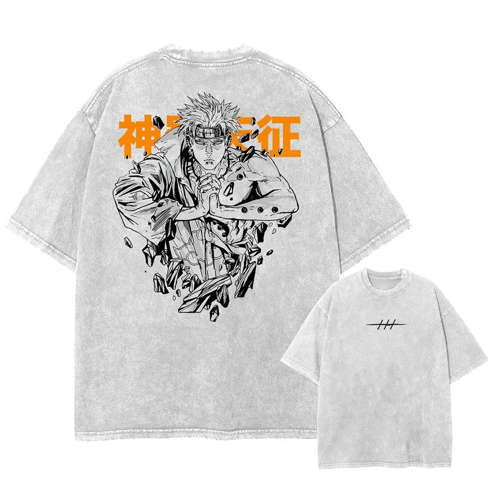 Men Washed Apricot Tshirt Oversized Anime Graphic DTG Print T-shirt Hip-Hop Streetwear Cotton Short Sleeve Vintage Tees Tops