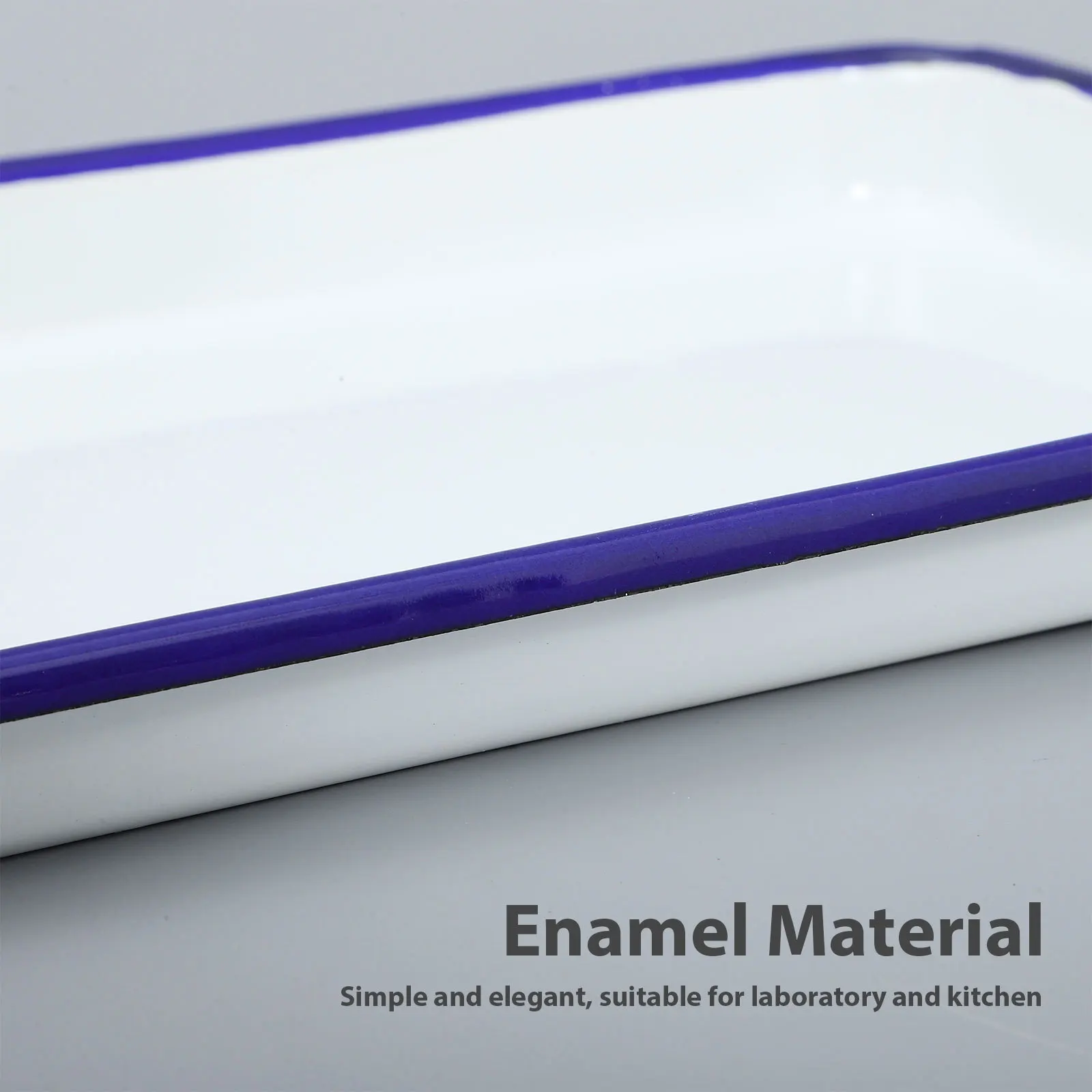 

White Enamel Rectangular Serving Platter Large Fruit Bread Tray Smooth Scratch-Resistant For Kitchen Dining Tea Coffee