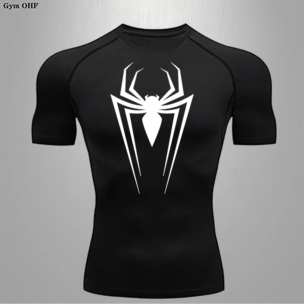 Sports Top Quick Dry Men's T-Shirt Spider Athletic Jogging Sweatshirt Fitness Yoga Rashguard Gym Training MMA Sports Running