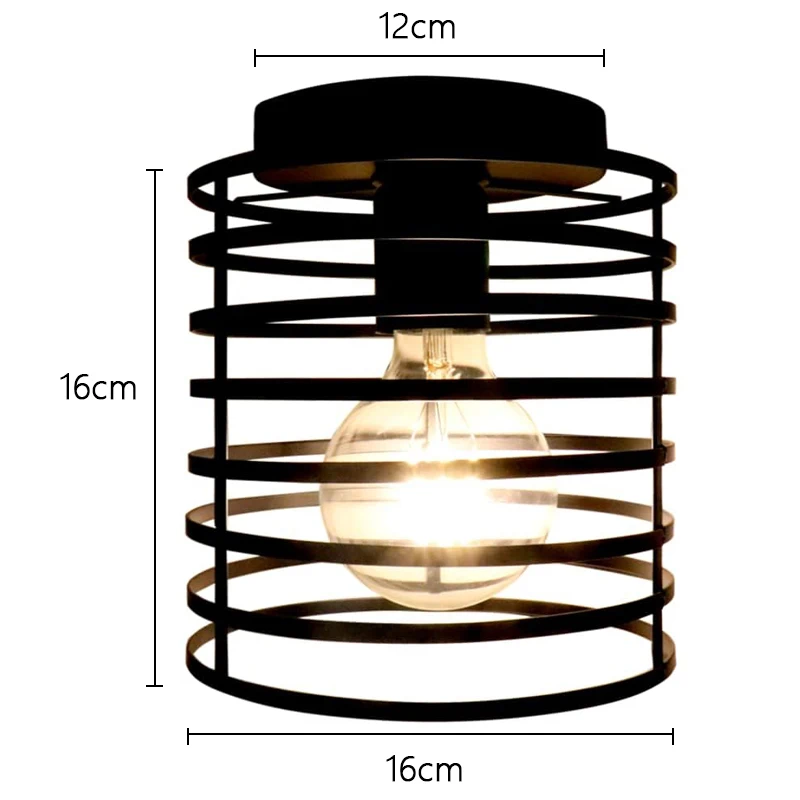 

Simple Ceiling Light Retro Industrial Metal E27 Fixture Black Shade Flush Mount Ceiling Lamp Porch Light For Bedroom Home Decor