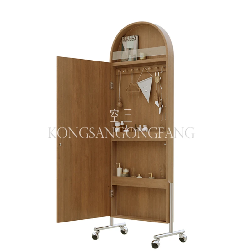 

Wyj Multi-Functional Solid Wood Mirror Cabinet Light Luxury Creative Storage Cabinet