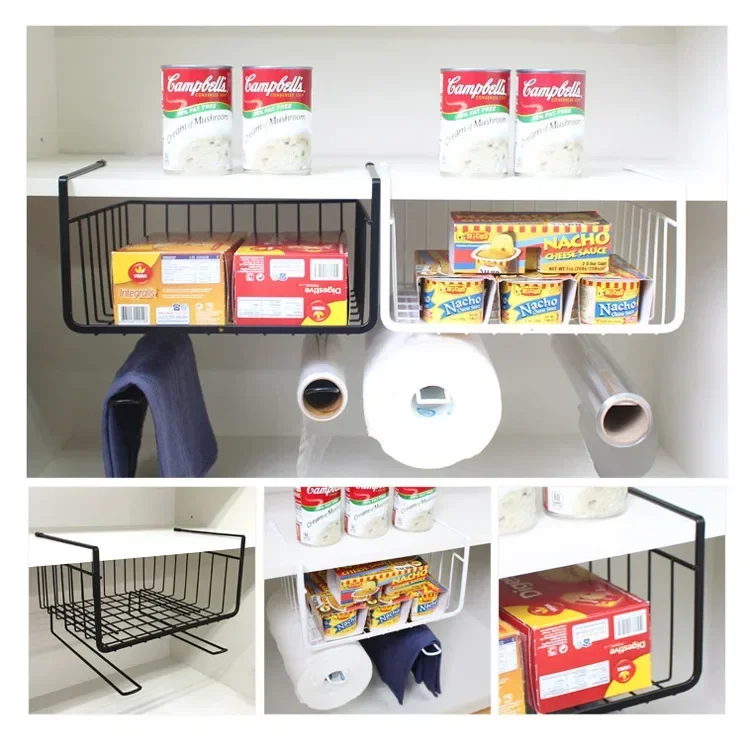 

1PC Cupboard Hanging Under Shelf Storage Iron Mesh Basket Cabinet Door Organizer Rack Closet Holders Storage Basket Rack OK 0711