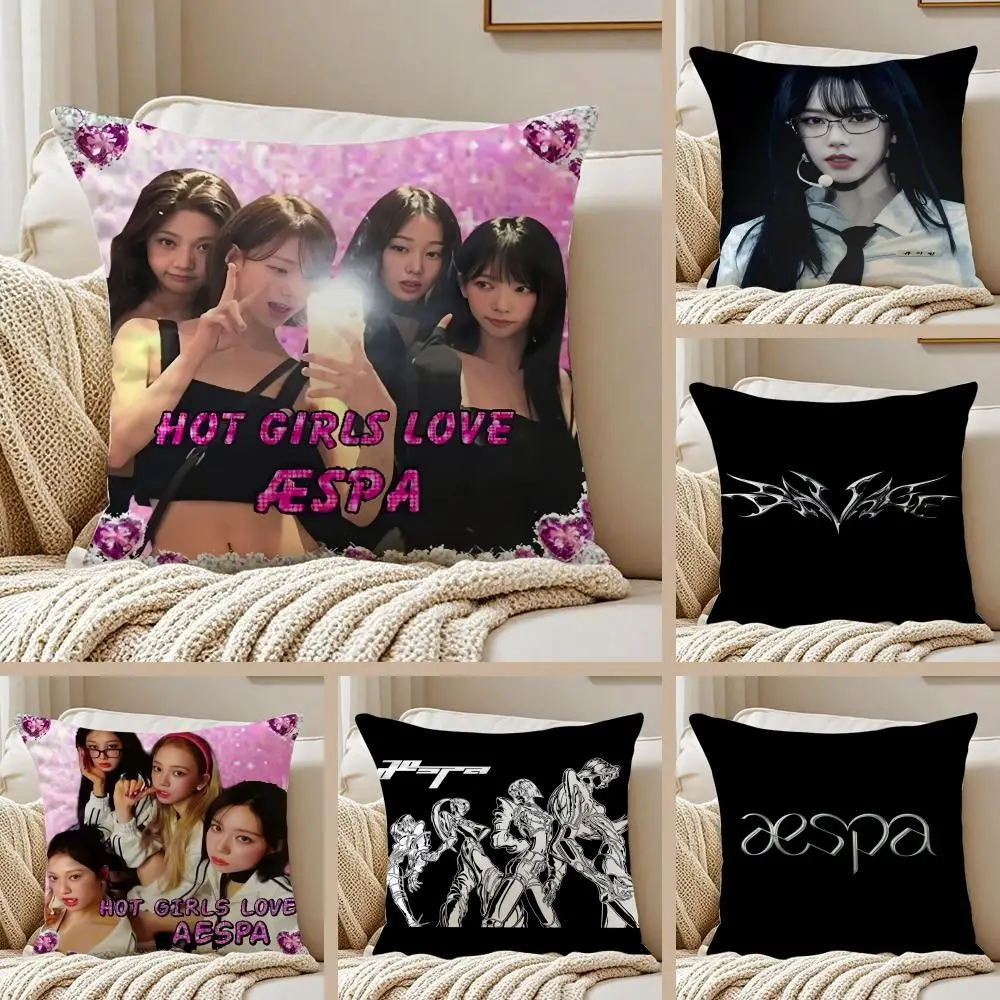 A-Aespa Cushion Cover Silky Short Plush Sofa Pillow Cover Hidden Zipper Soft Dustproof Case for Home Decor
