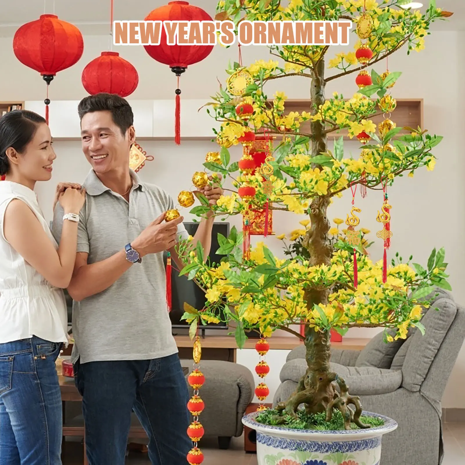 10個入り 中国の旧正月 蛇の飾り 赤い吊り下げ結び目 小さな装飾品 2025年旧正月のお祝い用 幸運を祈る