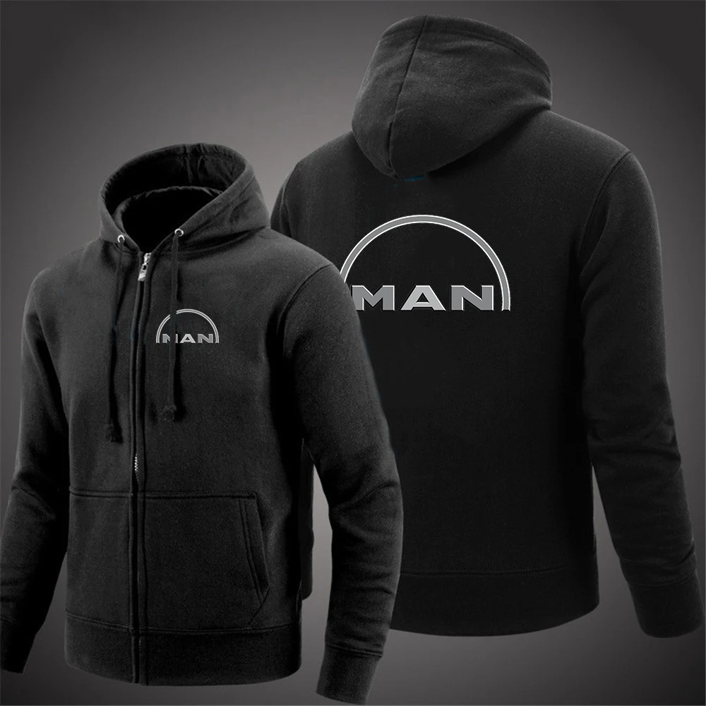 2025 Spring And Autumn Men's Truck man Logo Print Minimalist Style Daily Commute Hooded Coat Drawstring Zipper Hoodies Jacket