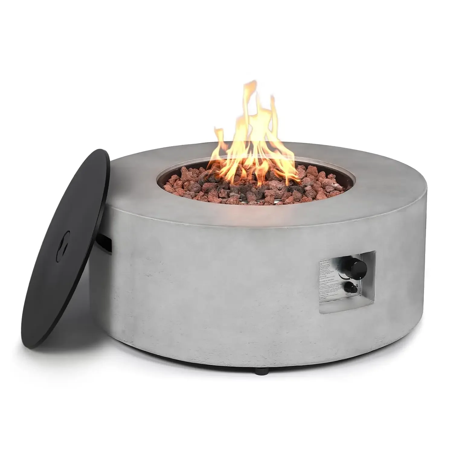36-inch Outdoor Propane Fire Pit Table, 50,000 BTU Natural Gas Firepit Round Concrete Fire Table with Steel Lid,, Customized