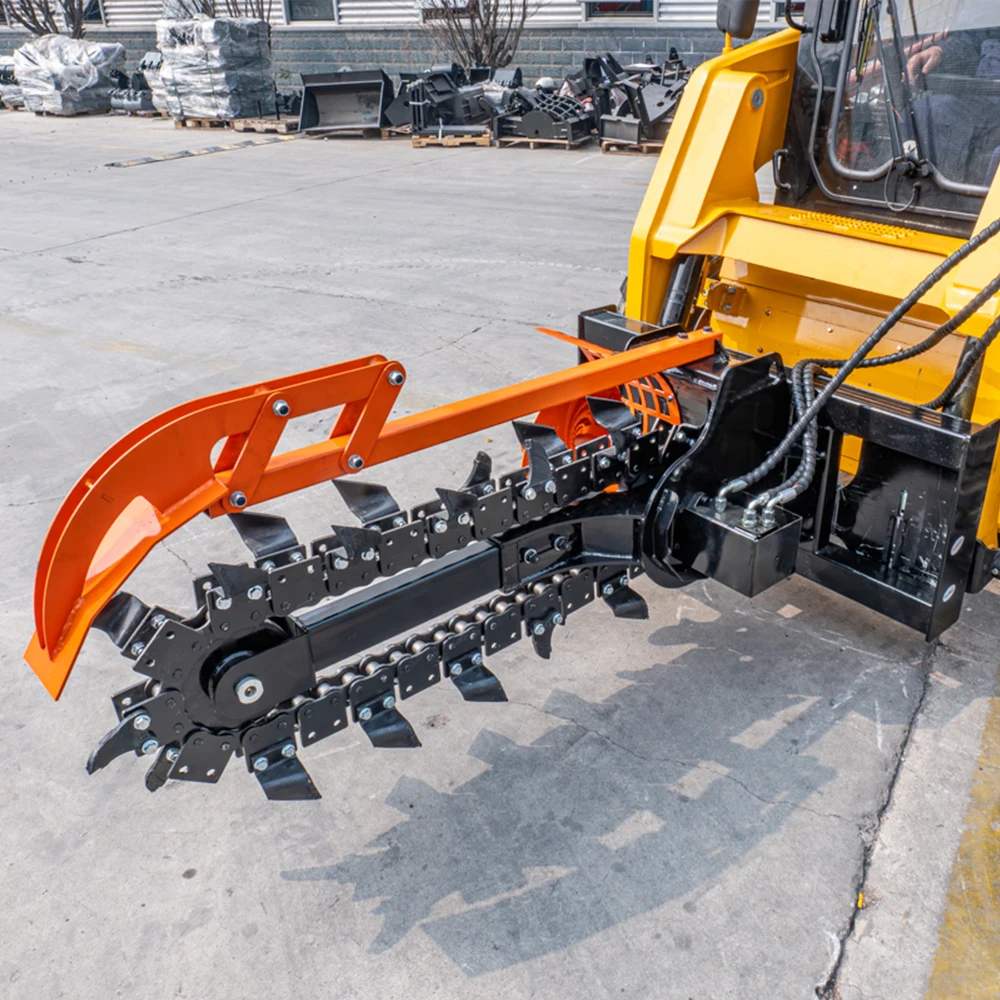 For Customized Mini Skid Steer Trencher Attachment Motor 800mm Trenching Depth 2-Year Warranty For HT380/HTV1000 Excavators