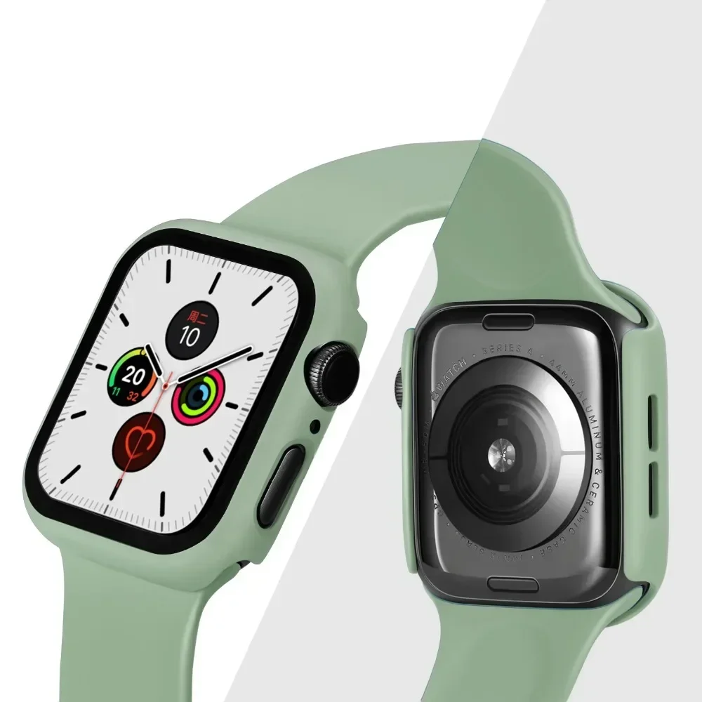Gehärtetes Glas + Schutzhülle für Apple Watch Zubehör 44mm 41mm 45mm 40mm 42mm Displayschutzfolie Apple Watch Gehäuse Serie 9 4 5 6 SE 7 8 – Detail 4
