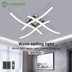 Modern LED Ceiling Light Living Room Bedroom Dining Room Balcony Chandelier 28W Curved Design Remote Dimming Home Panel Light