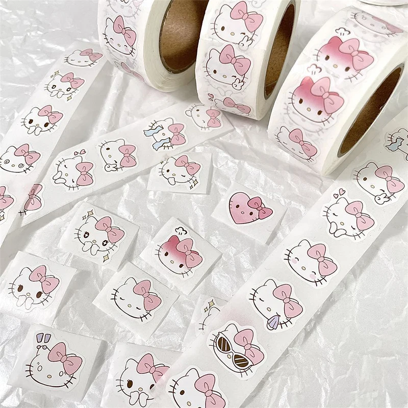 1Roll Anime Sanrio Hello Kitty Laptop Tablet Packaging Stickers Cartoon Hand Account Decoration Stickers Fashion Decals Gifts