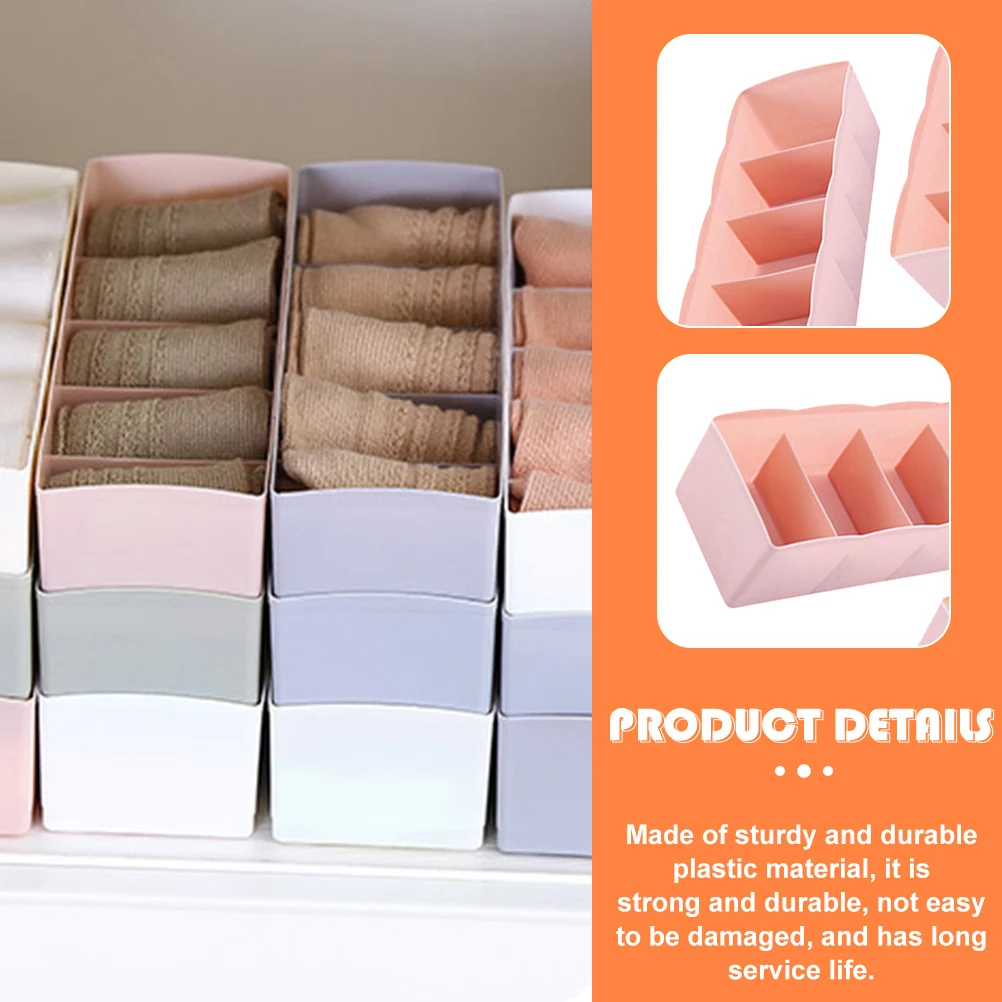 

6pcs Underwear Sock Organizer Pink Plastic Drawer Storage Box For Socks Lingerie Divider Holder Strong Creative Design