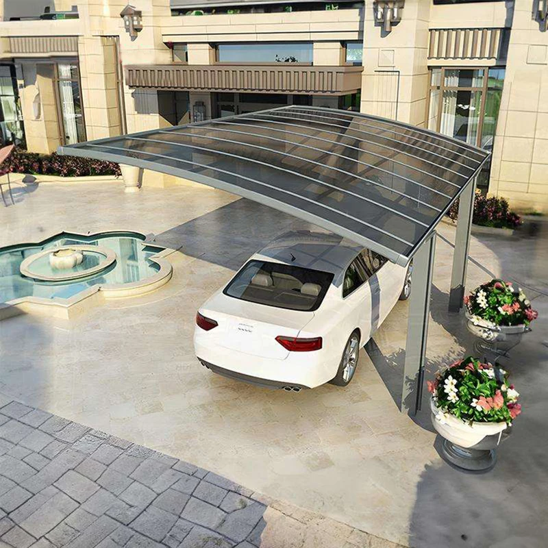 Elegant Curved Polycarbonate Carport with Aluminum Frame Waterproof Rain Shelter for Home Driveway Patio