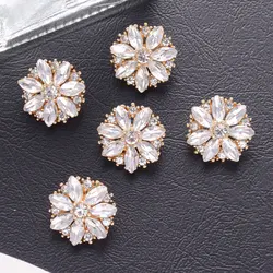 2/4/6pcs 15/20/24MM 2024 New Sparkling Crystal Flower Buttons For Clothing Decorative Metal Sewing Accessories DIY Shank Buttons