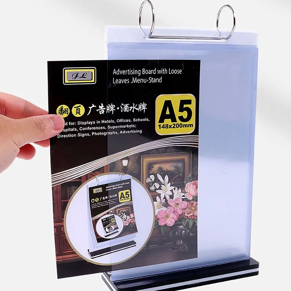 Durable A4 A5 A6 Table Menu Stand Waterproof Pageable Pocket Display Landscape Portrait Flip Menu Stand Canteen