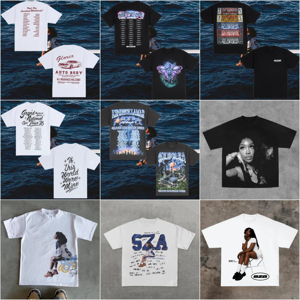 

2025 SZA MARIAS Lamar TShirt Grand National Tour Men and Women Clothing Oversize Vintage Unisex High Quality Cotton Clothes