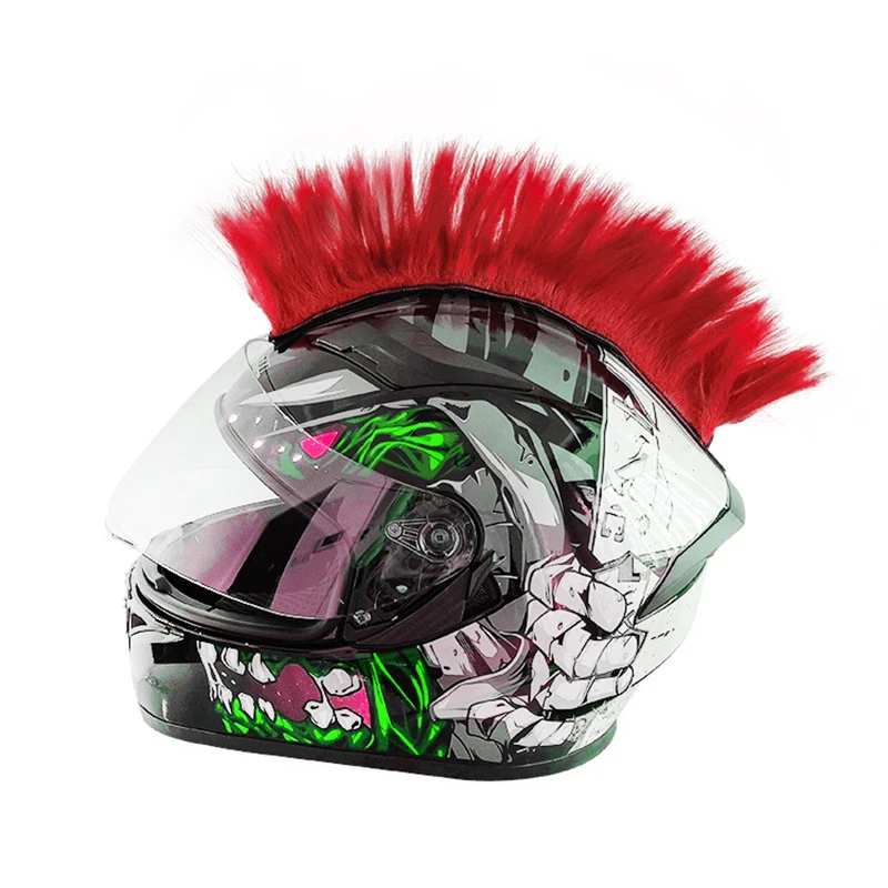 Pelucas sintéticas de carreras al aire libre, pegatina de pelo para ciclismo, palo en accesorios de motocicleta, casco Hawks Mohawk, sólido, Universal, reutilizable