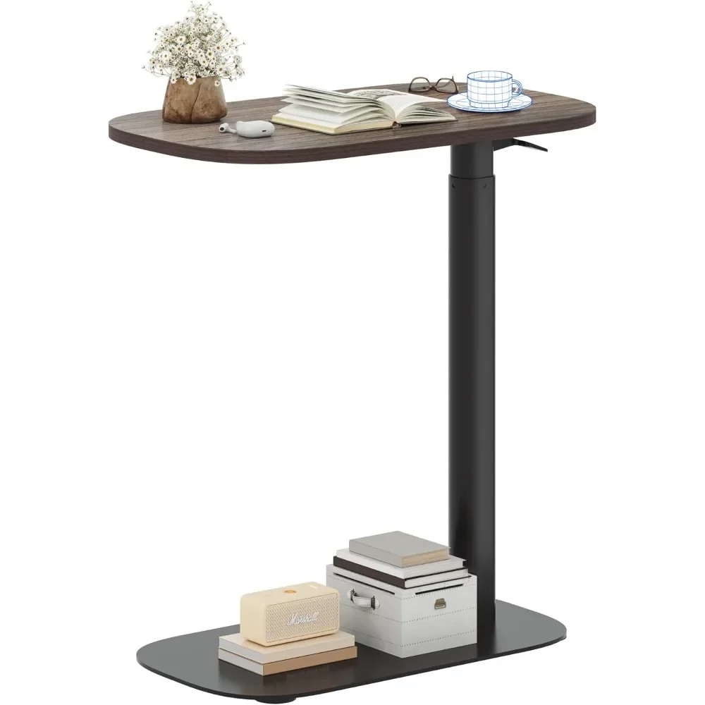 

Adjustable C Table with Wheels, Mobile Snack Side End Table Sofa Couch Bedside Table Laptop Rolling Cart TV Tray Night