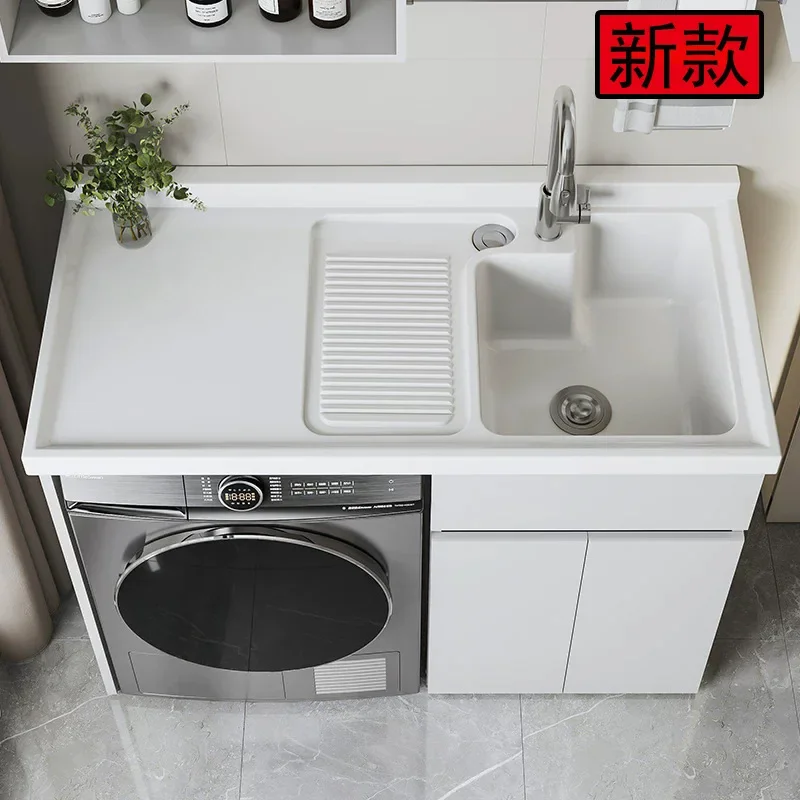 Honeycomb aluminum washbasin sink with washboard washing machine companion cabinet
